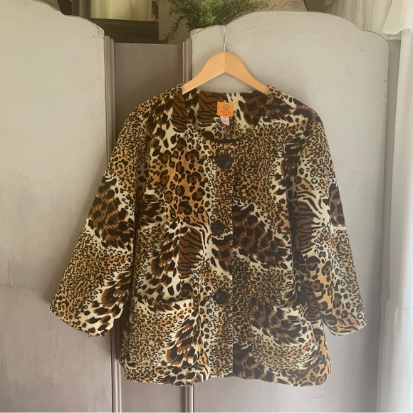Ruby Rd. Animal Print Button Front Jacket - Picture 2 of 9